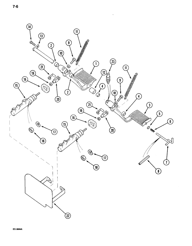 Схема запчастей Case IH 995 - (7-06) - BRAKE PEDALS, TRACTOR WITH CAB (07) - BRAKES