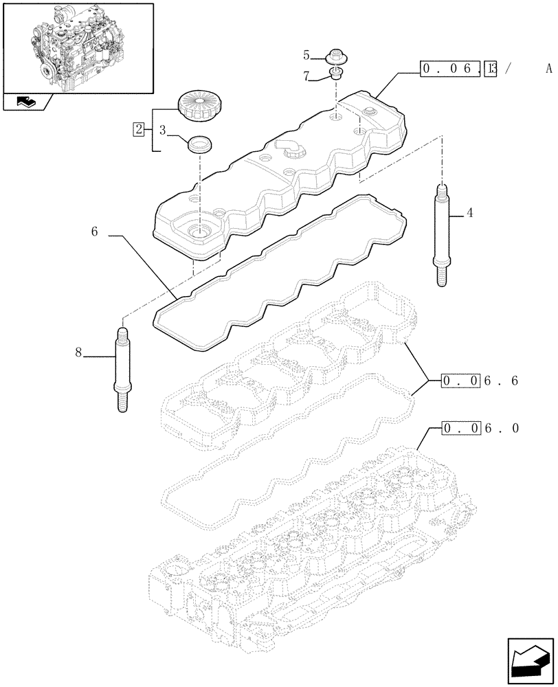 Схема запчастей Case IH PUMA 140 - (0.06.3) - CYLINDER HEAD COVERS (01) - ENGINE