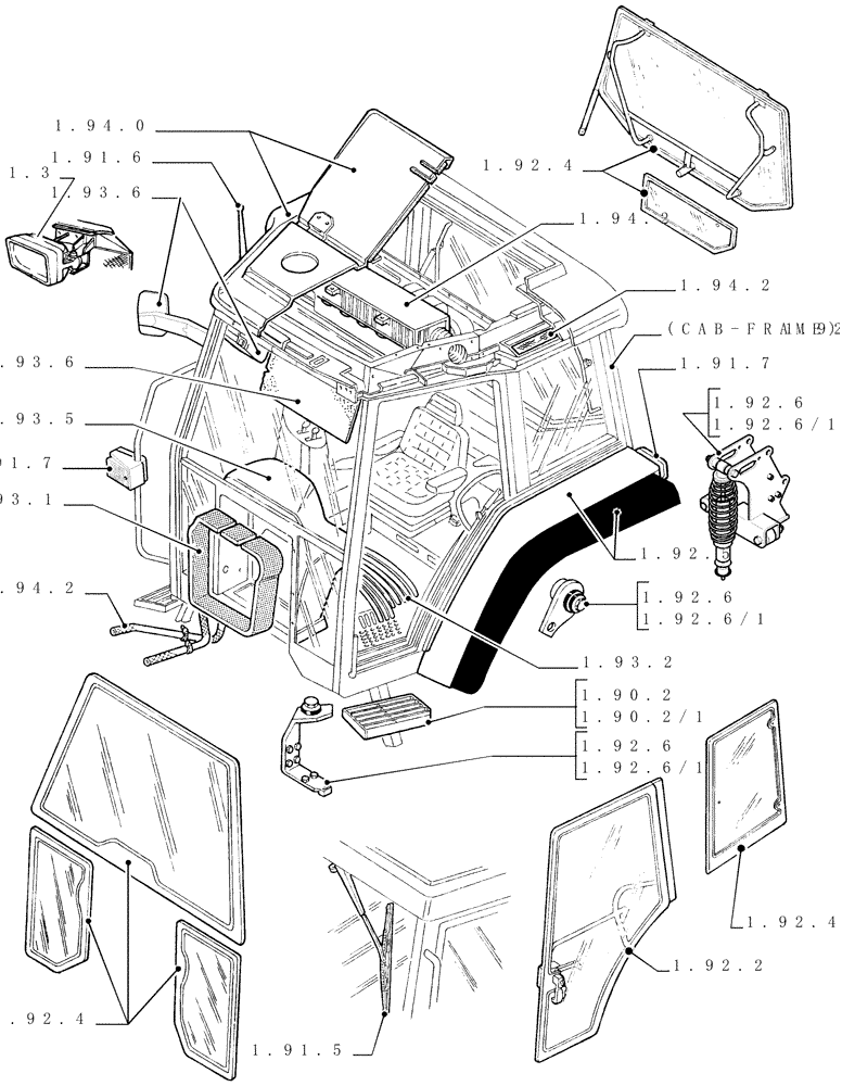 Схема запчастей Case IH MXM190 - (1.90.1[01]) - SEC. 10 - DRIVERS COMPARTMENT (10) - OPERATORS PLATFORM/CAB
