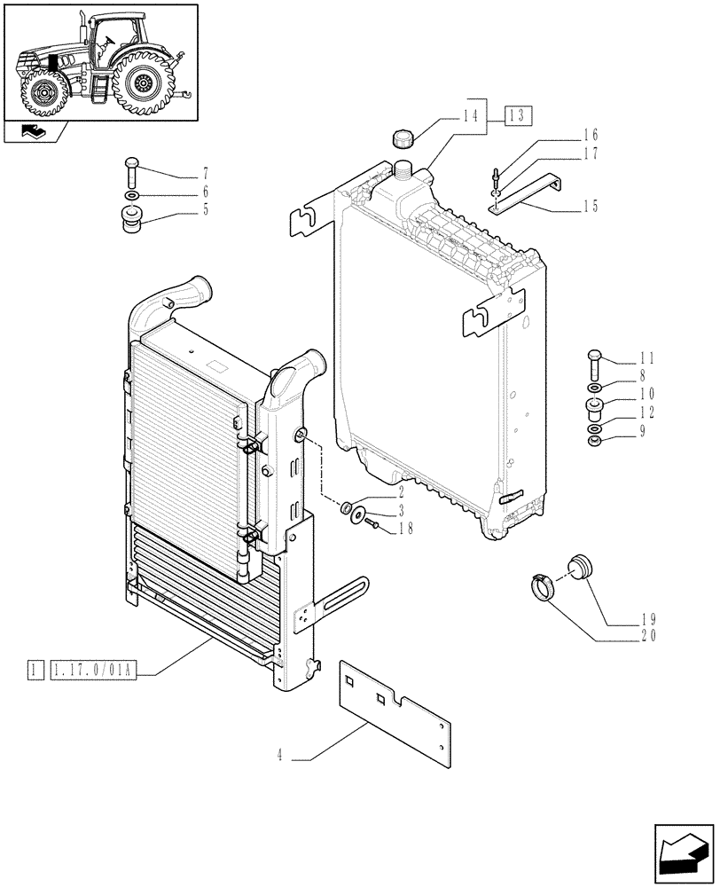 Схема запчастей Case IH PUMA 155 - (1.17.0/01) - RADIATOR, COOLING SYSTEM RELATED PARTS (02) - ENGINE EQUIPMENT