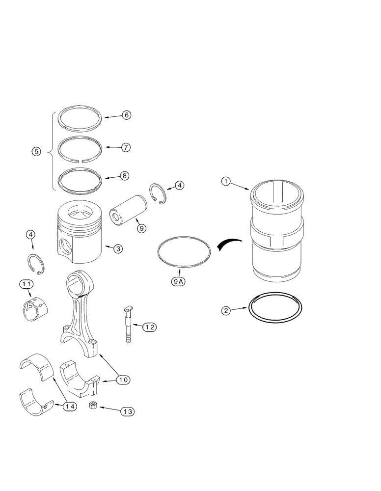 Схема запчастей Case IH MX210 - (02-42) - PISTONS - CONNECTING RODS, MX210 AND MX230 (02) - ENGINE