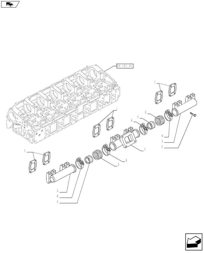 Схема запчастей Case IH F2CFE613L A005 - (10.254.05) - EXHAUST MANIFOLD (500322365) (10) - ENGINE
