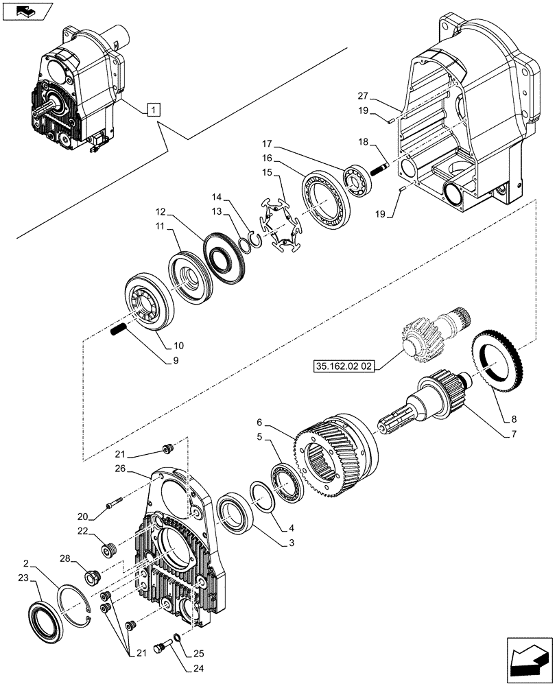 Схема запчастей Case IH PUMA 185 - (35.162.02[03]) - FRONT HPL WITH PTO - PTO CLUTCH - BREAKDOWN (VAR.743482-743484-743486 / 743666) (35) - HYDRAULIC SYSTEMS