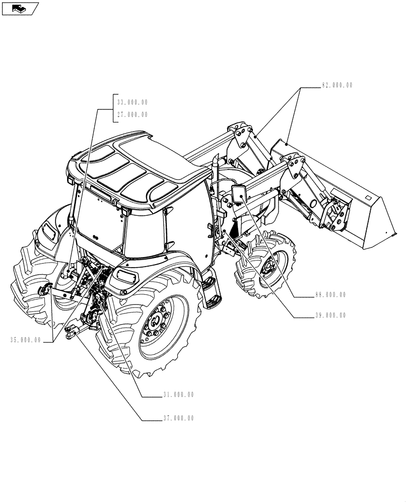 Схема запчастей Case IH FARMALL 75C - (00.000.00[02]) - MAIN SECTIONS (00) - GENERAL & PICTORIAL INDEX