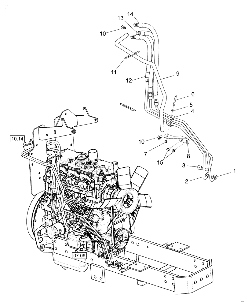 Схема запчастей Case IH FARMALL 40 - (04.03) - POWER STEERING HOSES (04) - FRONT AXLE & STEERING