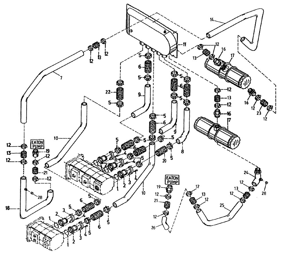 Схема запчастей Case IH 7700 - (B05[20A]) - HYDRAULIC SUCTION LINES {TANDEM TRANSMISSION} {108/125/6CT PRIMARY/SECONDARY FIXED EXTRACTOR} Hydraulic Components & Circuits