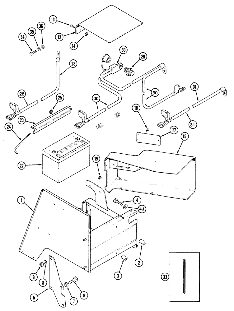 Схема запчастей Case IH 7250 - (4-026) - BATTERY, BATTERY BOX AND CABLES (POST-TYPE CABLES) (04) - ELECTRICAL SYSTEMS