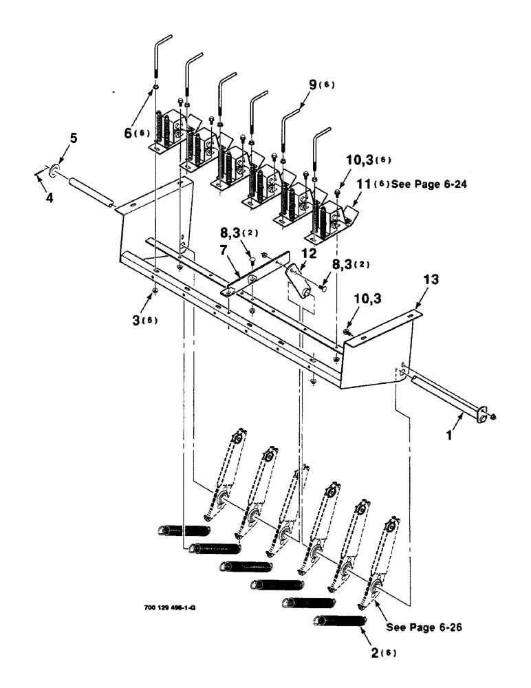 Схема запчастей Case IH 8590 - (6-22) - TENSIONER ASSEMBLY, LOWER (14) - BALE CHAMBER