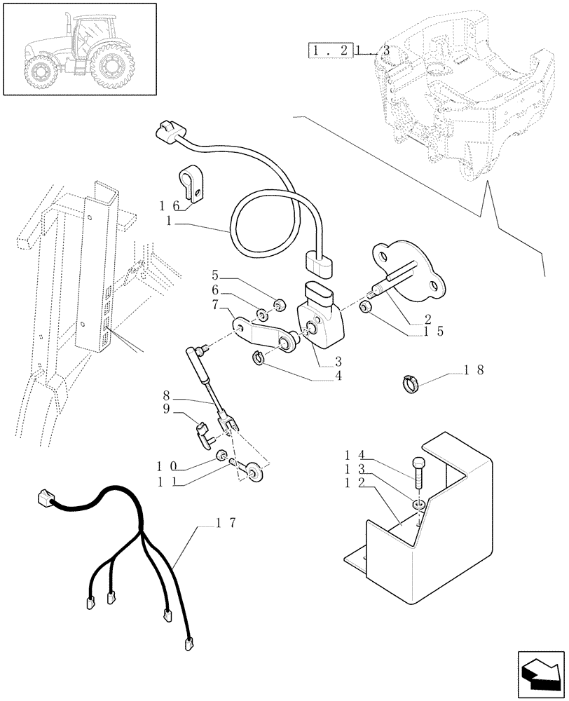 Схема запчастей Case IH PUMA 210 - (1.91.1/05) - (VAR.212-463) 4WD FRONT AXLE WITH SUSPENSIONS - HARNESS (10) - OPERATORS PLATFORM/CAB