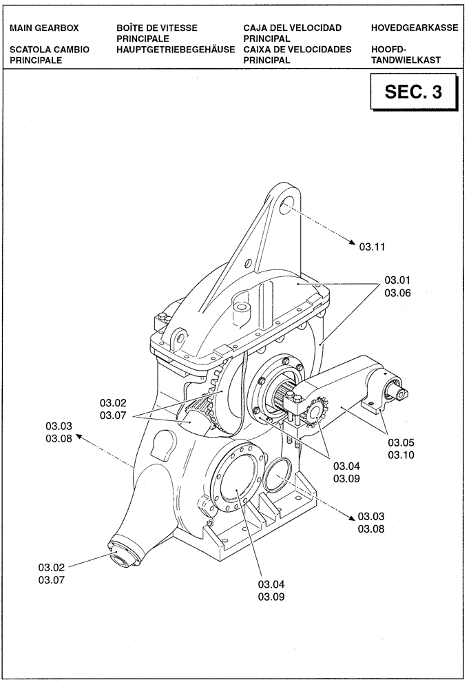 Схема запчастей Case IH LBX331P - (03.00[01]) - SECTION LIST 3 - MAIN GEARBOX (03) - MAIN GEARBOX