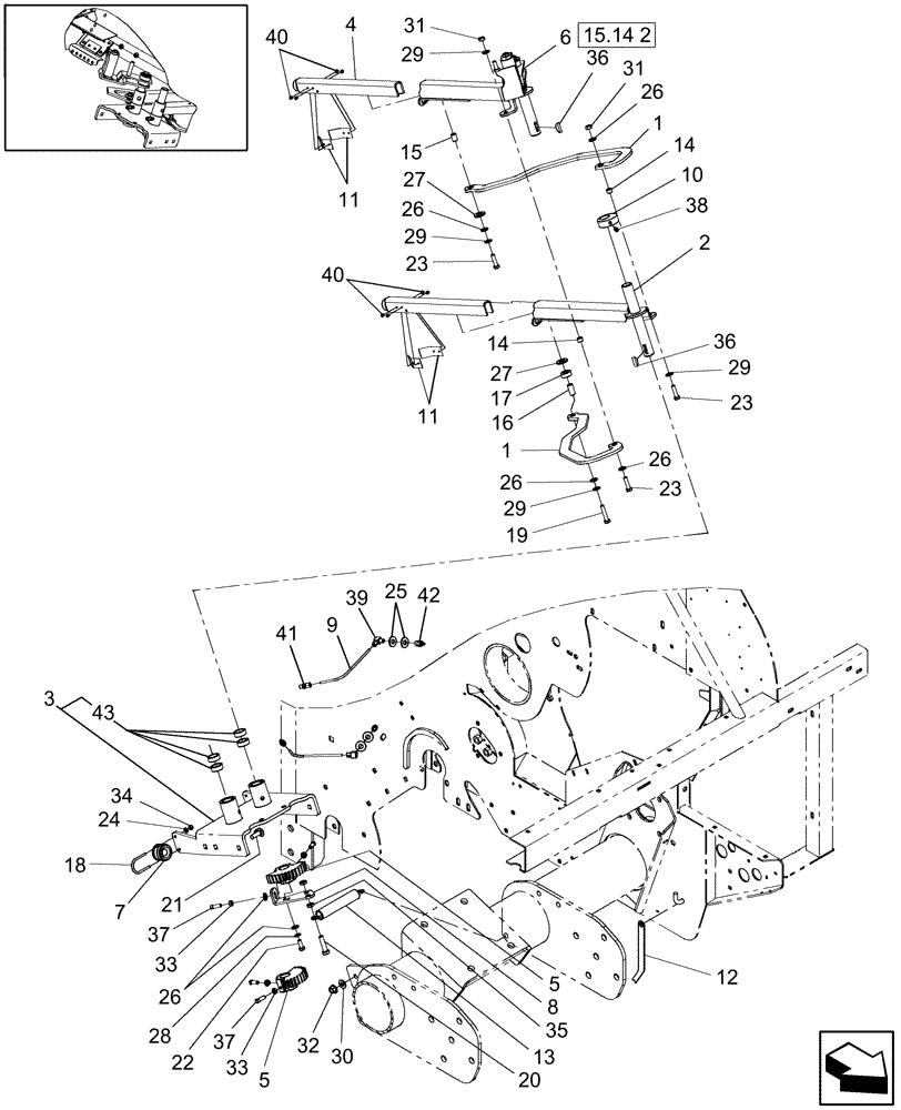 Схема запчастей Case IH RB464 - (15.10[2]) - TWINE ARM PIVOT, P.I.N. Y9N043085 & AFTER (15) - KNOTTER /WRAPPER