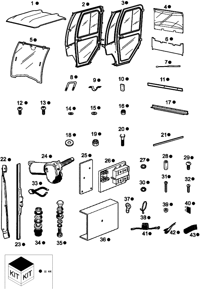 Схема запчастей Case IH SCOUT XL - (88.150.10) - DIA KIT, MODULAR CAB (88) - ACCESSORIES