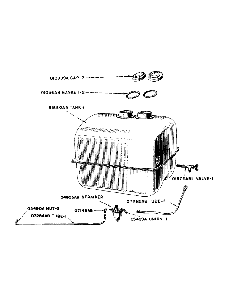 Схема запчастей Case IH DV-SERIES - (045) - TWO COMPARTMENT TANK - LOW COST FUEL, D, DC, DO, DV (03) - FUEL SYSTEM
