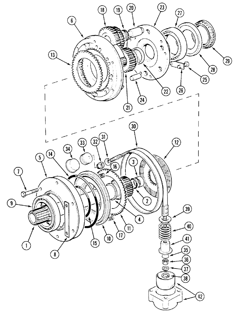 Схема запчастей Case IH 1394 - (6-224) - FRONT PLANETARY ASSEMBLY, POWER SHIFT (06) - POWER TRAIN