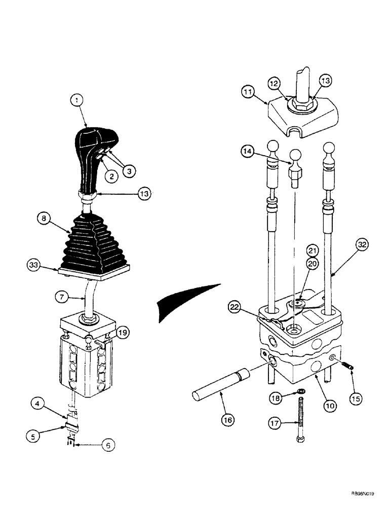 Схема запчастей Case IH L500 - (8-054) - CONTROL ASSEMBLY - 3 FUNCTION (MX80 - MX100C) (08) - HYDRAULICS