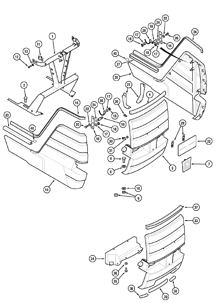 Схема запчастей Case IH MX120 - (09-13) - FRONT GRILLES AND SUPPORT (09) - CHASSIS/ATTACHMENTS