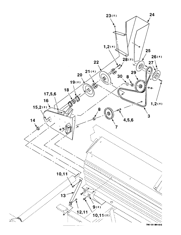 Схема запчастей Case IH 8220 - (5-12) - 30 FOOT DRAPER DRIVE ASSEMBLY, LEFT , SERIAL NUMBER CFH0066001 THRU CFH0066007 (58) - ATTACHMENTS/HEADERS