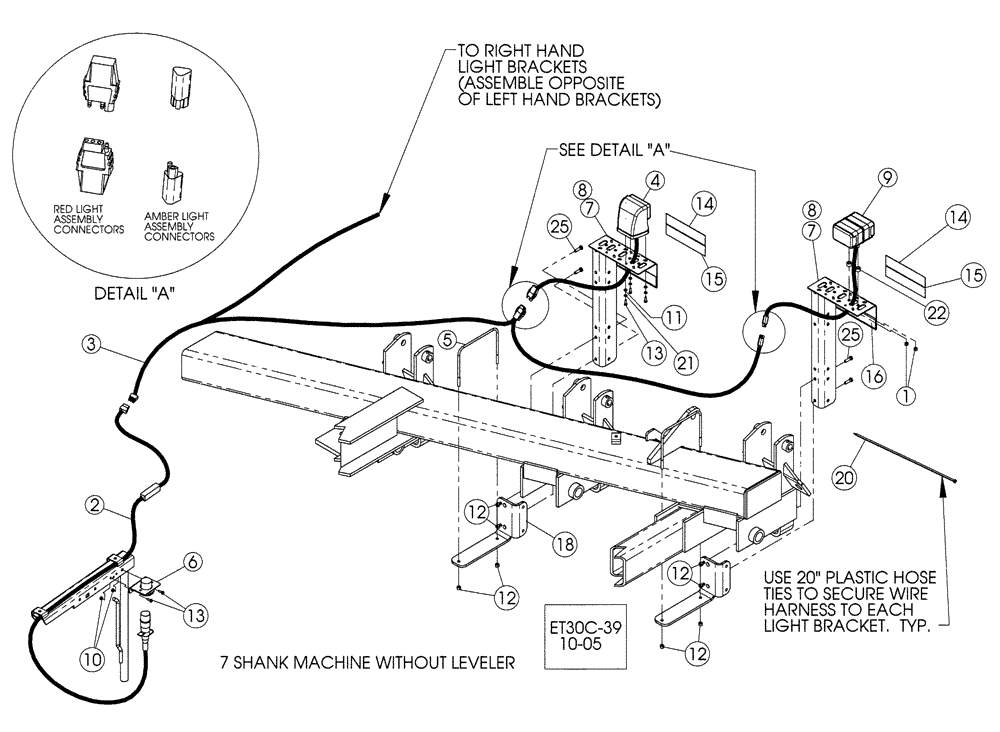 Схема запчастей Case IH 730C - (55.404.03) - WARNING AND TAILLIGHT KIT 7 SHANK WITHOUT LEVELER (04) - ELECTRICAL SYSTEMS