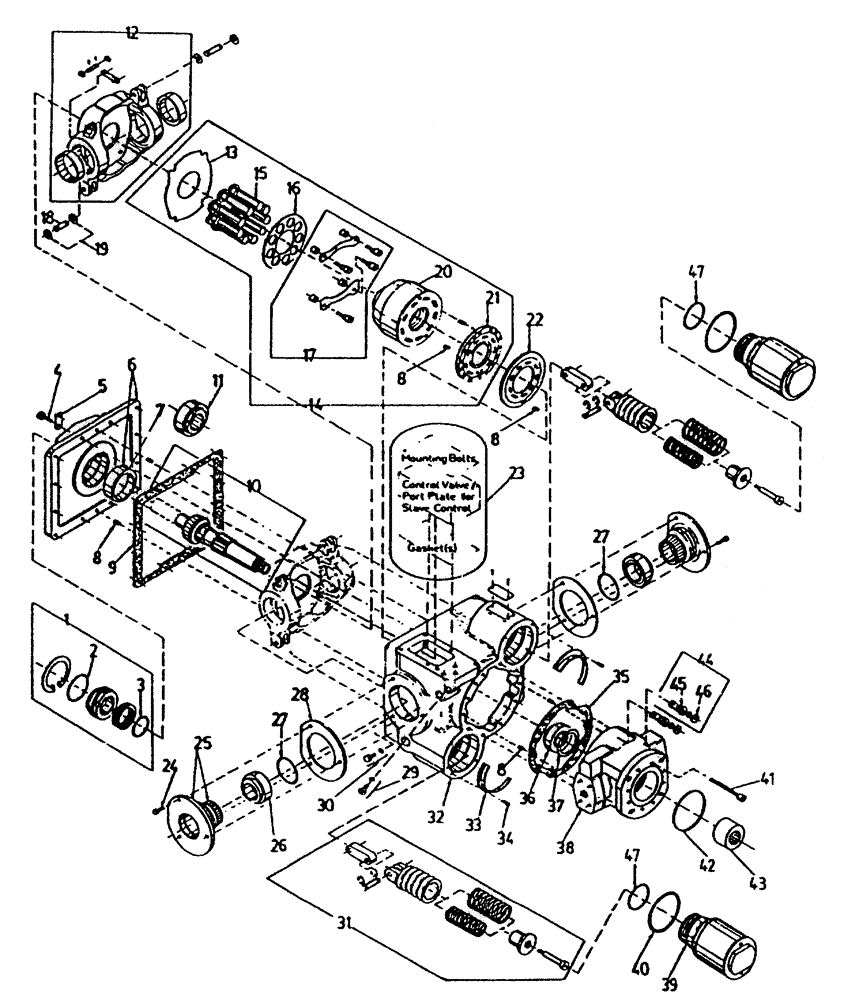 Схема запчастей Case IH 7700 - (B03[05A]) - HYDRAULIC PUMP {TANDEM TRANSMISSION, FRONT} Hydraulic Components & Circuits