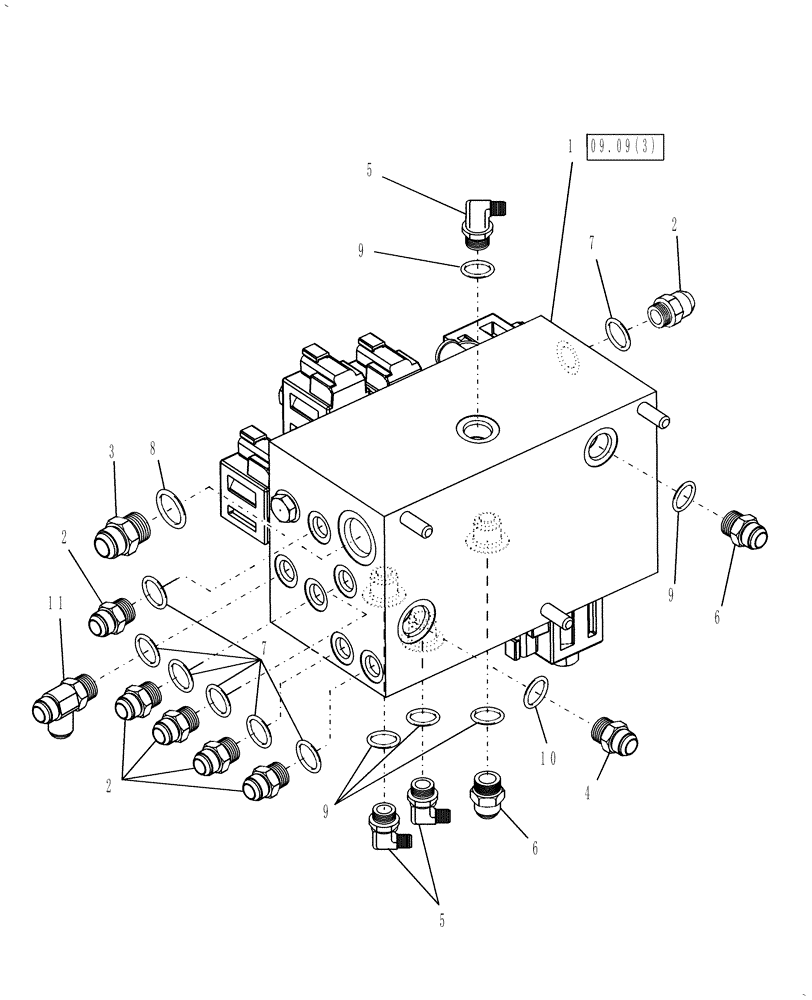 Схема запчастей Case IH WD1903 - (09.09[2]) - MANIFOLD, MAIN, CONNECTORS - DRAPER OPTION (09) - HEADER LIFT LINKAGE
