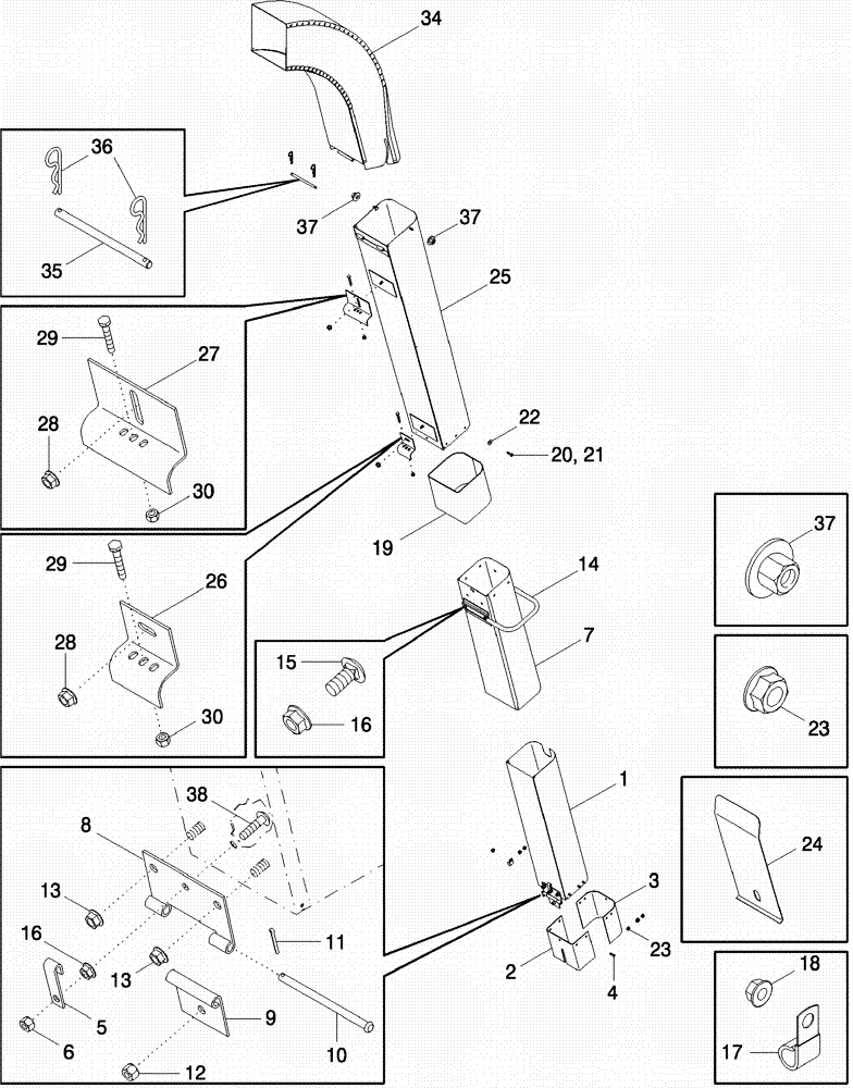 Схема запчастей Case IH 620 - (09C-17) - CONVEYOR CHUTES - SINGLE OUTER, 6 ROW WIDE, NO. 3R, 4F (15) - HANDLING SYSTEM