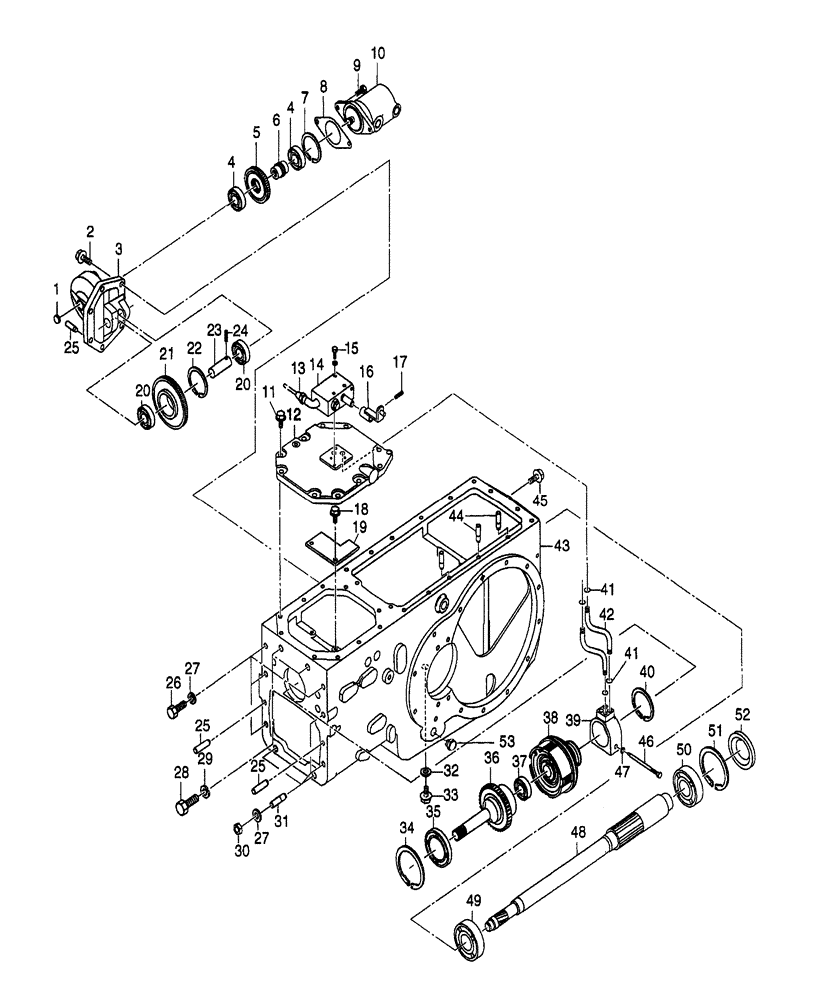 Схема запчастей Case IH DX55 - (03.08) - REAR TRANSMISSION PTO, UPPER SHAFT (03) - TRANSMISSION