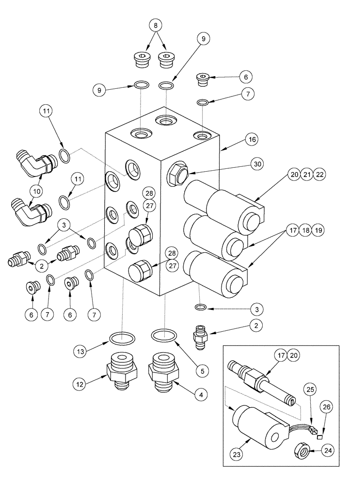 Схема запчастей Case IH 955 - (8-184) - MULTI-VARIABLE RATE VALVE, PRIMARY FAN DRIVE, AFS PLANTER 12 ROW & 16 ROW NARROW & 12/23 SRC (08) - HYDRAULICS