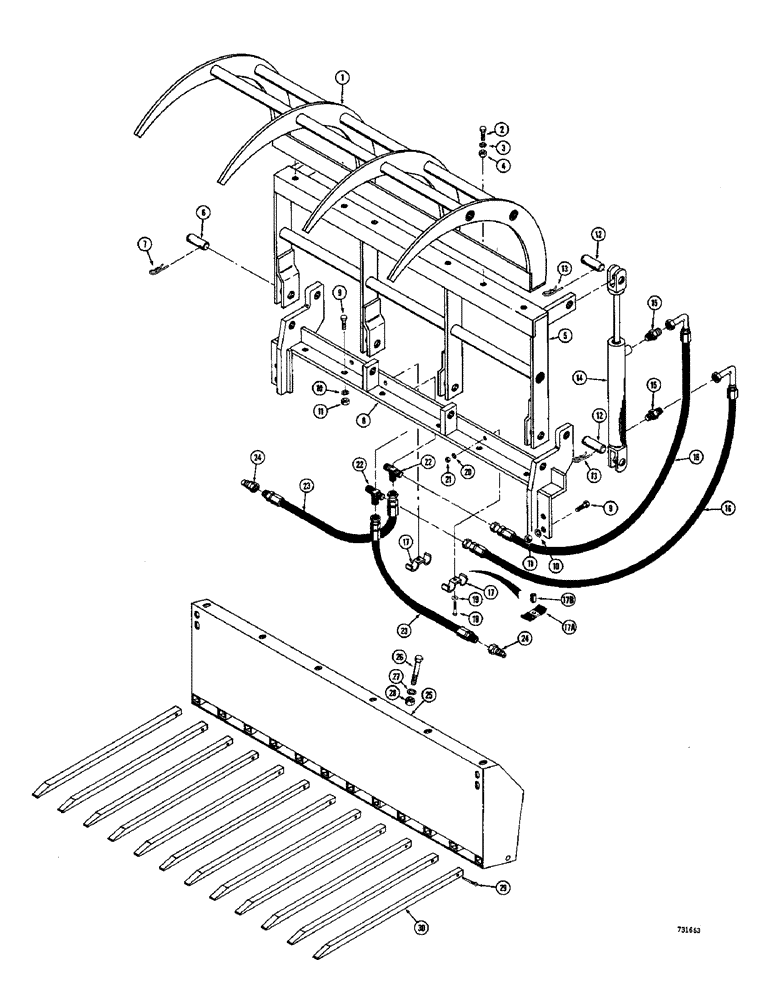 Схема запчастей Case IH 1530 - (100) - HYDRAULIC GRAPPLE (09) - CHASSIS/ATTACHMENTS