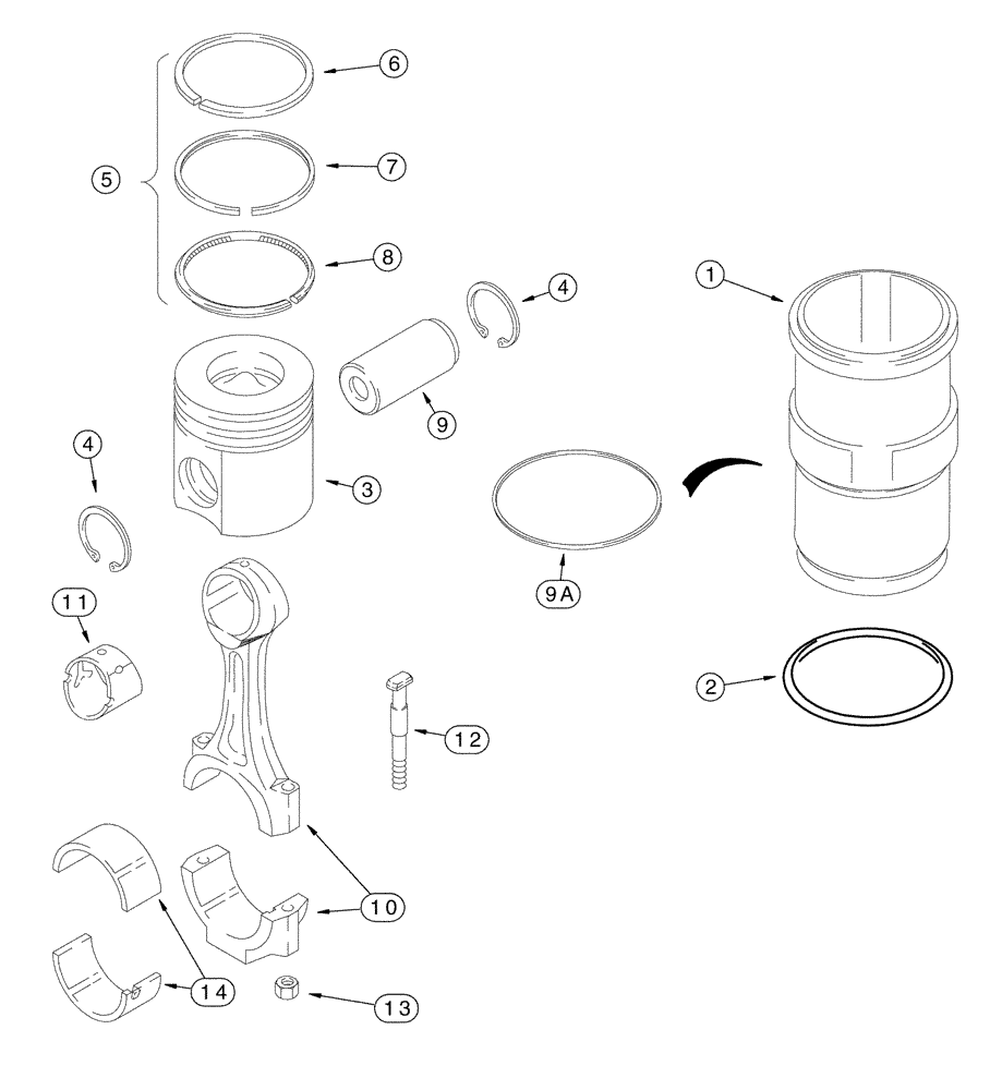 Схема запчастей Case IH FLX3330B - (02-020) - PISTONS - CONNECTING RODS (FLX3300B CASE ENGINE) (01) - ENGINE