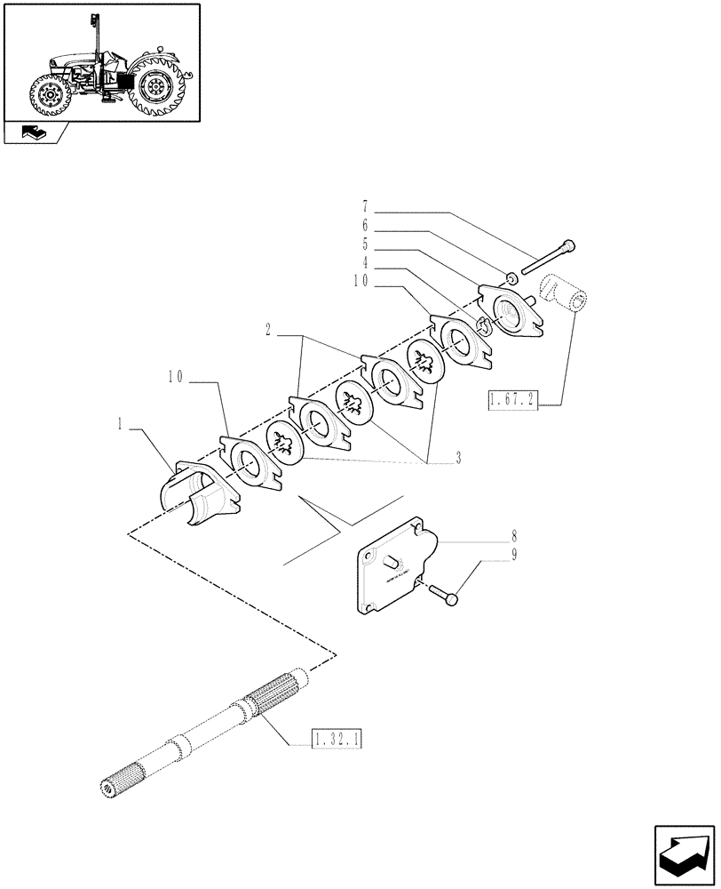 Схема запчастей Case IH FARMALL 95C - (1.65.5) - PARKING BRAKE (05) - REAR AXLE