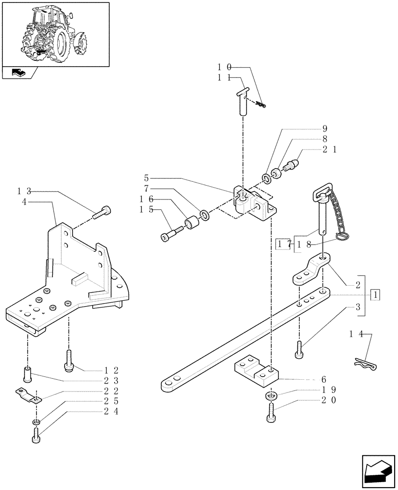 Схема запчастей Case IH PUMA 115 - (1.89.0/02[01]) - SWINGING DRAWBAR WITH ROLLERS - C6098 (VAR.330915) (09) - IMPLEMENT LIFT