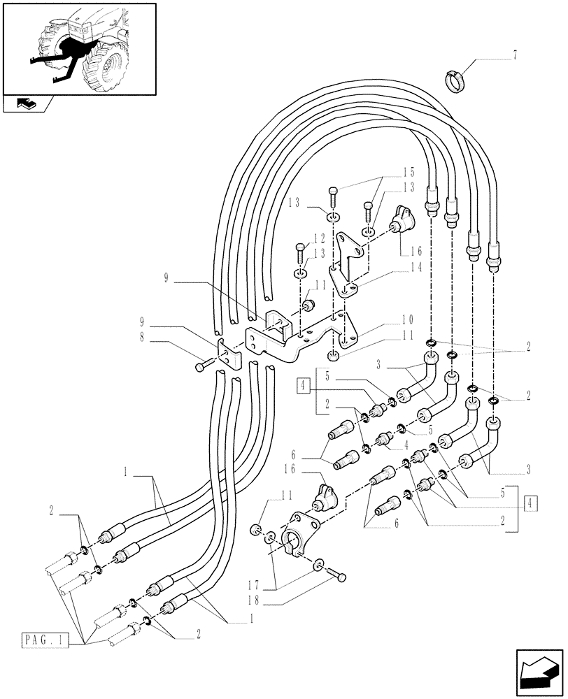 Схема запчастей Case IH PUMA 115 - (1.81.9/04[04]) - 4 HYDRAULIC FRONT COUPLERS FOR INTEGRATED FRONT HPL - D5857 (VAR.331172) (07) - HYDRAULIC SYSTEM