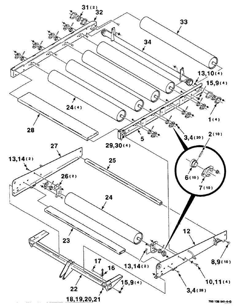 Схема запчастей Case IH 8585 - (9-22) - BALE CHUTE, ROLLER KIT, HK40934 BALE CHUTE, ROLLER KIT COMPLETE TO BE ORDERED THRU WHOLEGOODS ONLY Decals & Attachments
