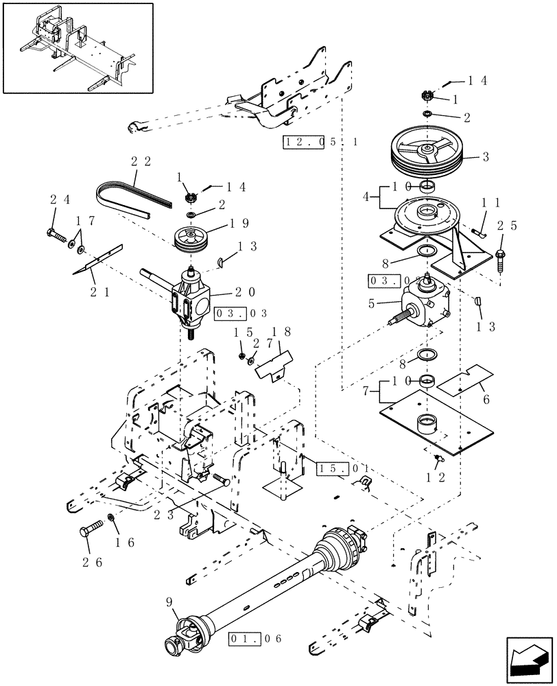 Схема запчастей Case IH DCX161 - (14.05) - HEADER DRIVE, CENTER & RIGHT SIDE (14) - CROP CUTTING