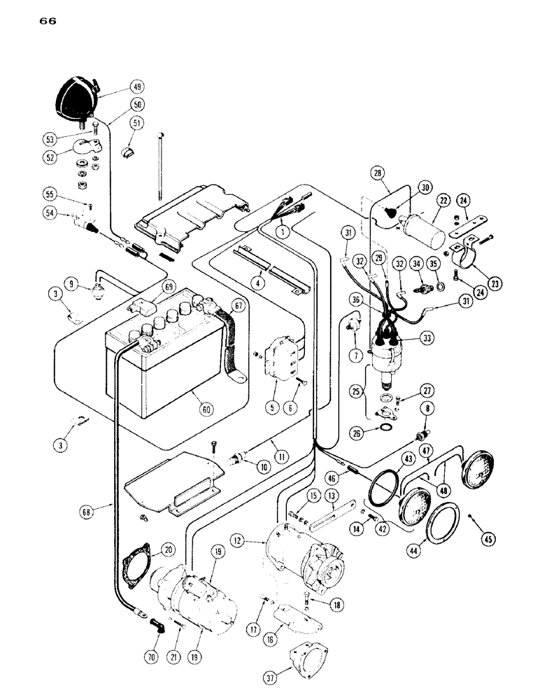 Схема запчастей Case IH 530 - (066) - ELECTRICAL EQUIPMENT AND WIRING, 530 SERIES, 159 SPARK IGNITION ENGINE (04) - ELECTRICAL SYSTEMS