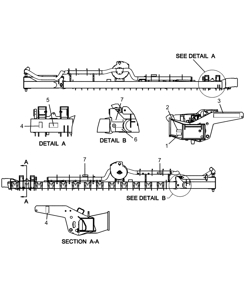 Схема запчастей Case IH 1260 - (90.180.13) - DECALS - 3 SECTION WING (90) - PLATFORM, CAB, BODYWORK AND DECALS