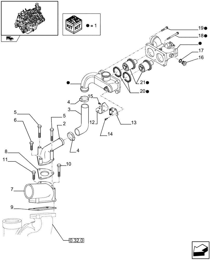 Схема запчастей Case IH FVAE2884X B200 - (0.32.6/ B) - TEMPERATURE REGULATOR OIL HEAT EXCHANGER (504095206) 