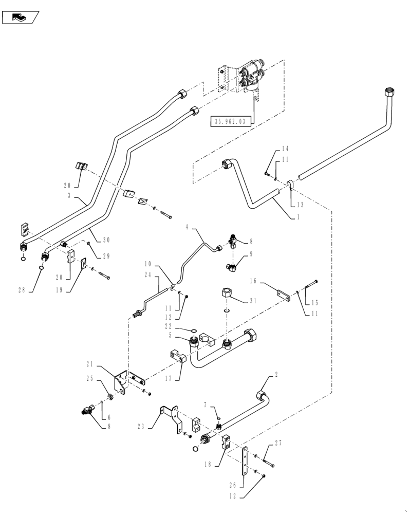 Схема запчастей Case IH STEIGER 400 - (35.300.03[02]) - HIGH CAPACITY PUMP & HOSES - POWERSHIFT TRANS RC (35) - HYDRAULIC SYSTEMS