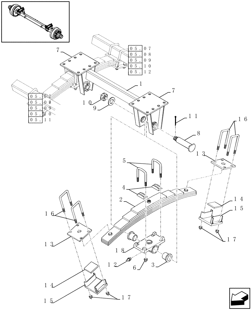 Схема запчастей Case IH LBX331S - (05.06[01]) - TANDEM AXLE - SUSPENSION AND TUBE (05) - AXLE