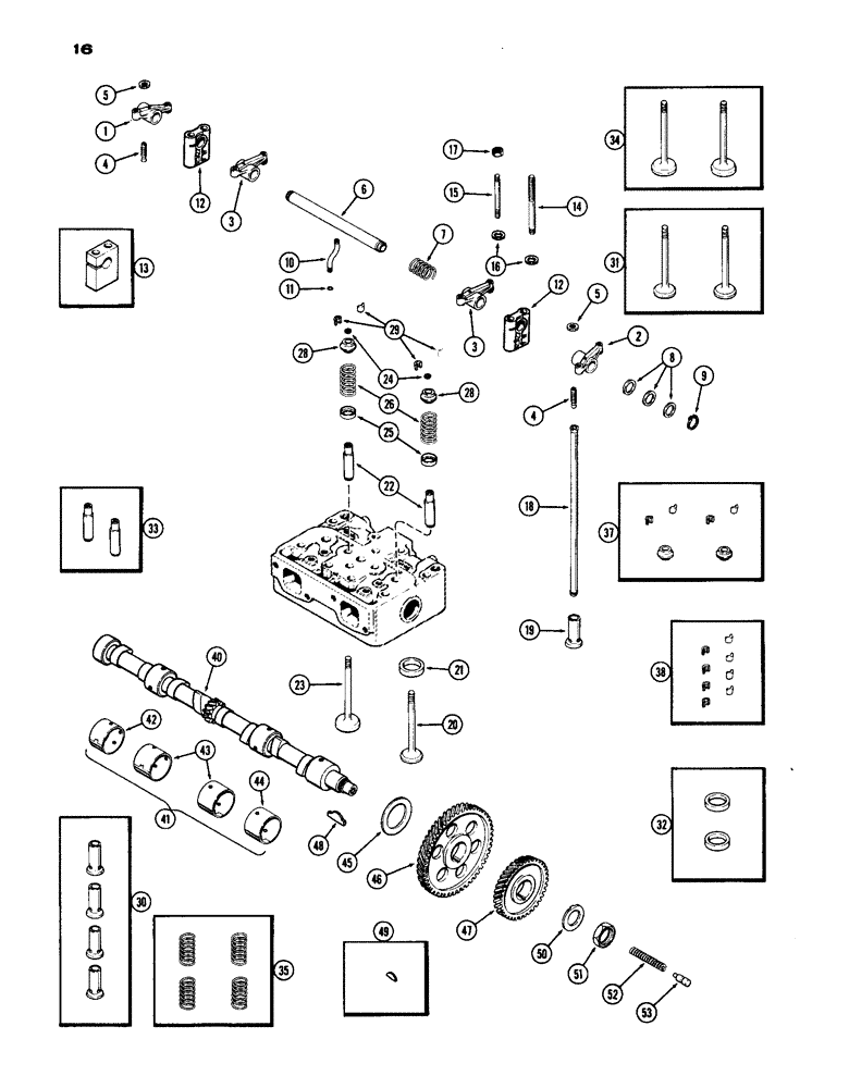 Схема запчастей Case IH 770 - (016) - VALVE MECHANISM AND CAMSHAFT, (267B) DIESEL ENGINE (02) - ENGINE