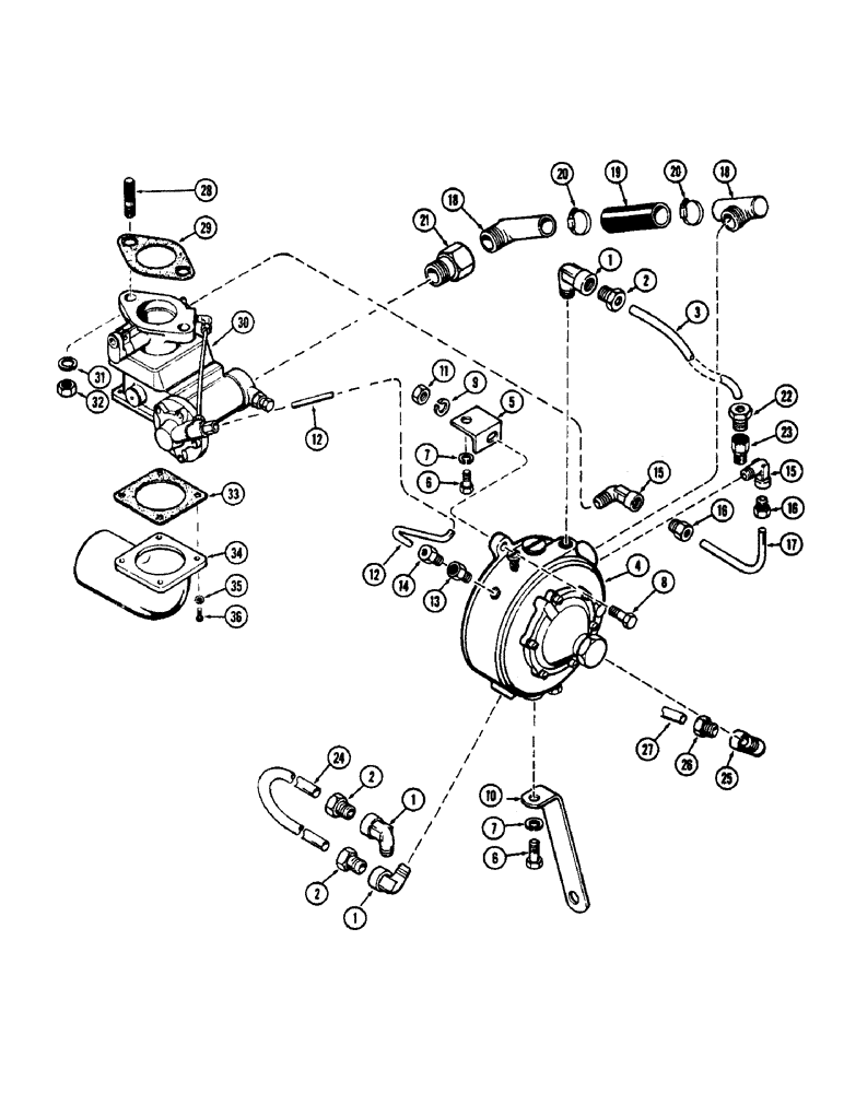 Схема запчастей Case IH 1060 - (424) - FUEL SYSTEM, (284) L.P. GAS ENGINE (10) - ENGINE
