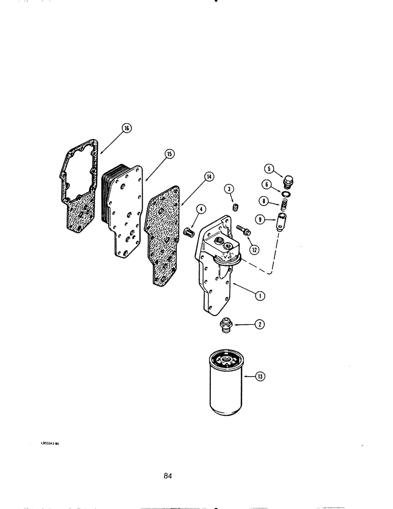 Схема запчастей Case IH 6590 - (084) - OIL FILTER AND COOLER, 6-590, 6T-590 AND 6TA-590 ENGINE 