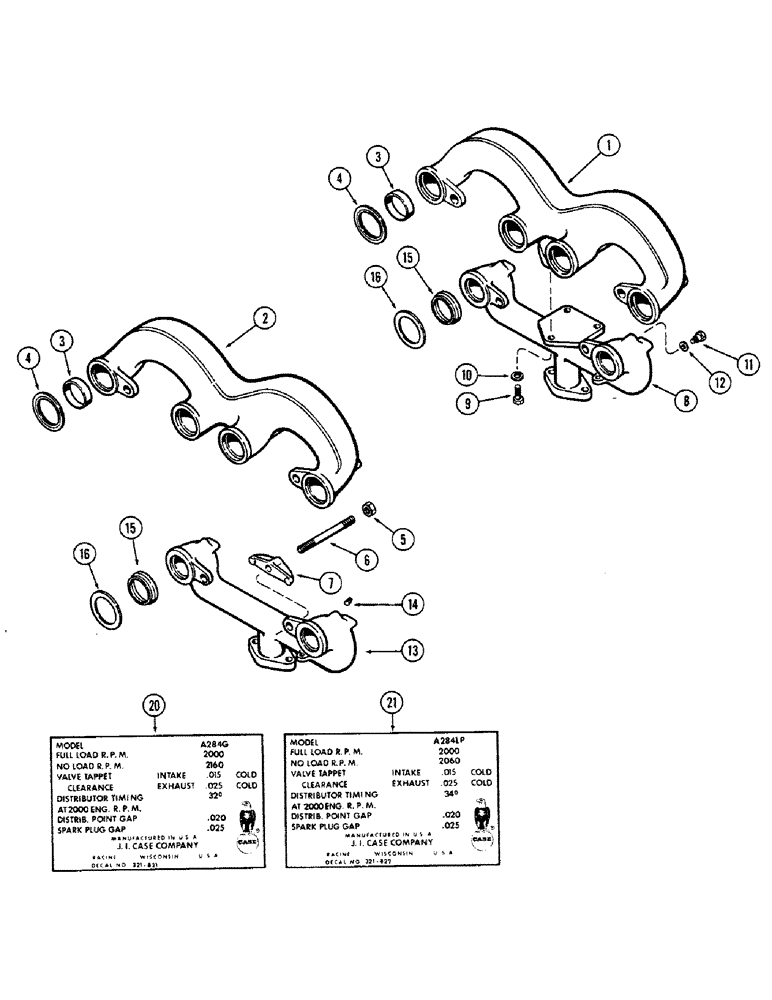 Схема запчастей Case IH 1010 - (400) - INTAKE AND EXHAUST MANIFOLD, 284 SPARK IGNITION ENGINE (10) - ENGINE