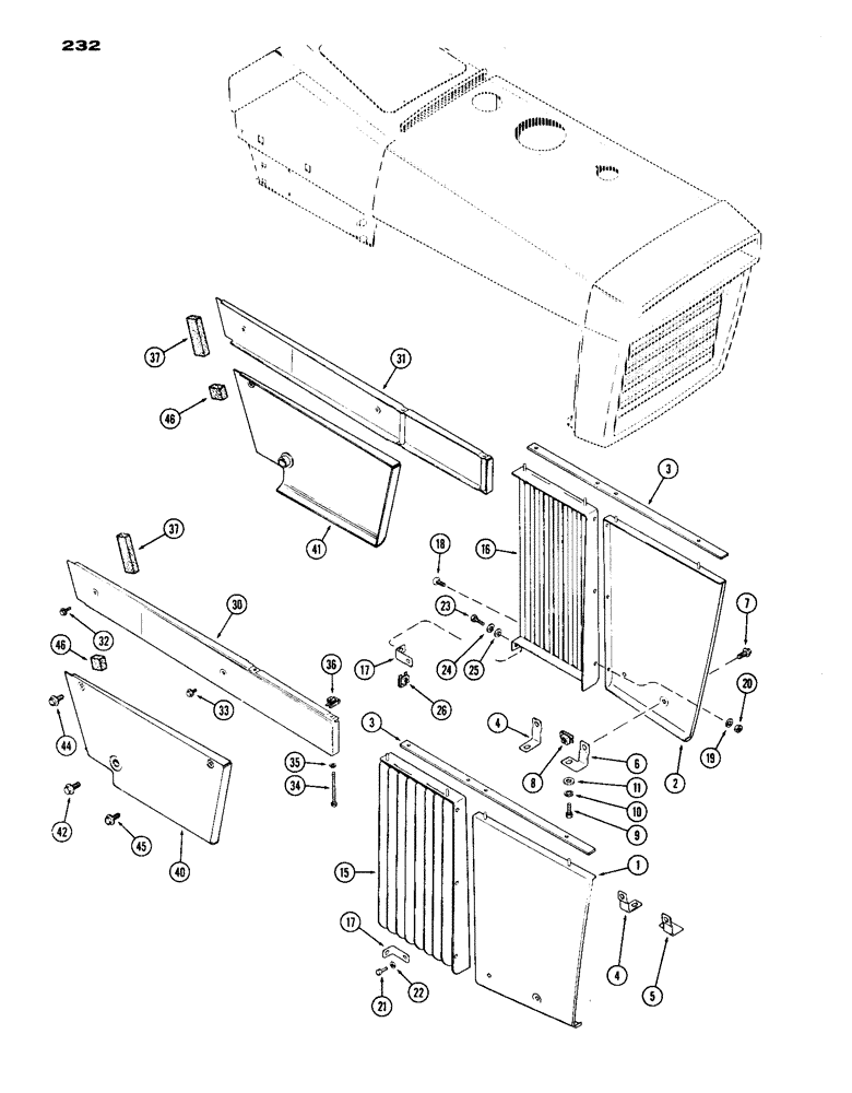 Схема запчастей Case IH 1070 - (232) - SIDE PANELS (09) - CHASSIS/ATTACHMENTS