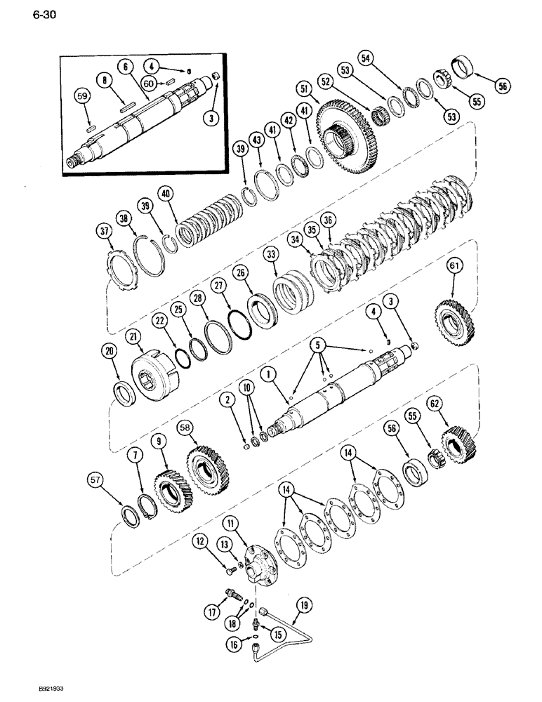 Схема запчастей Case IH 7120 - (6-030) - TRANSMISSION SPEED, COUNTERSHAFT WITH CREEPER (06) - POWER TRAIN