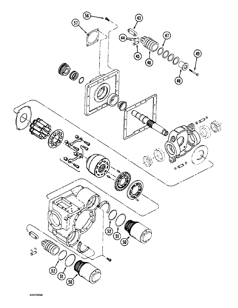 Схема запчастей Case IH 1660 - (6-56) - HYDROSTATIC MOTOR, TWO SPEED, P.I.N. JJC0041567 AND AFTER (CONTD) (03) - POWER TRAIN