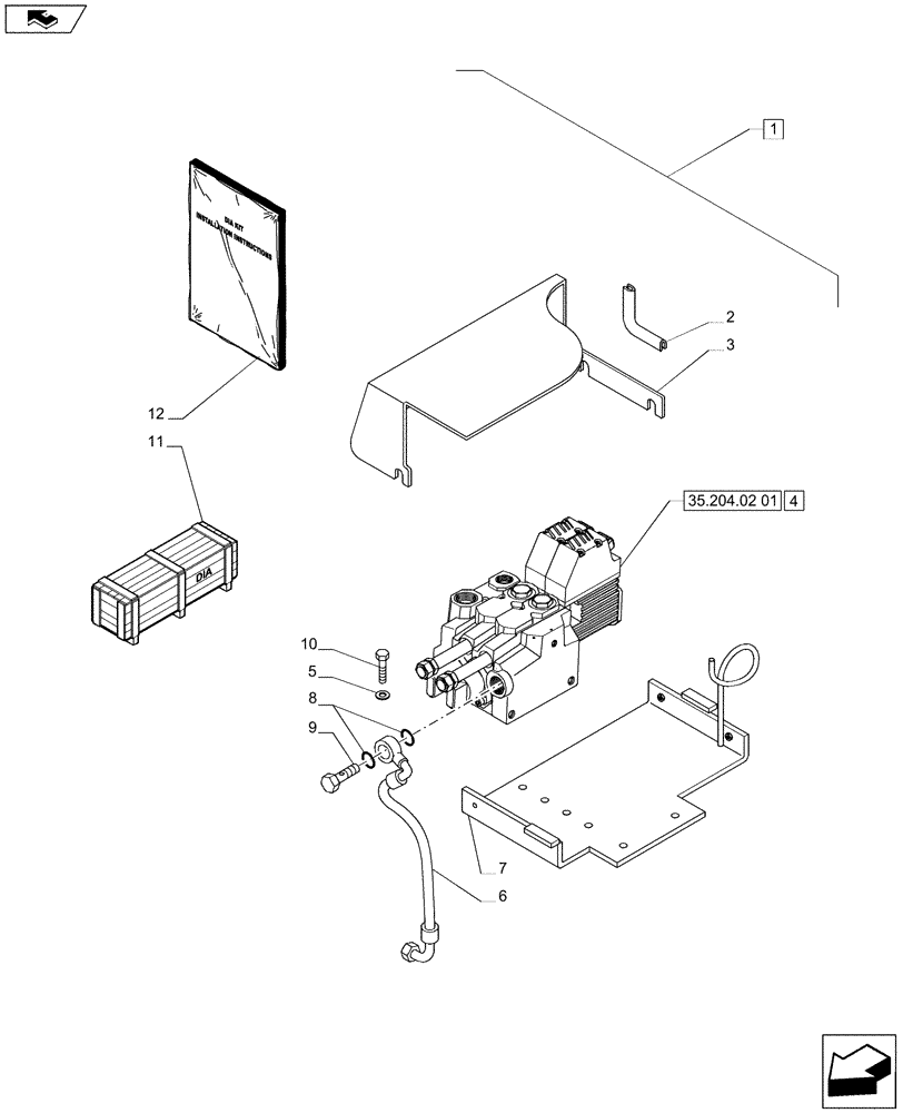 Схема запчастей Case IH PUMA 200 - (88.035.03[01]) - DIA KIT - ELECTRONIC MID MOUNTED VALVES - COVER SUPPORT AND PIPES (88) - ACCESSORIES