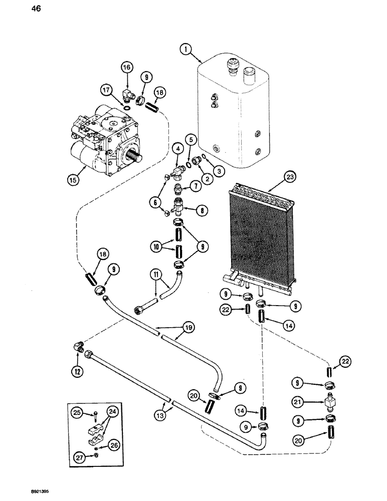 Схема запчастей Case IH 1660 - (046) - OIL COOLER SYSTEM, CORN AND GRAIN COMBINE, WITH POWER GUIDE AXLE (35) - HYDRAULIC SYSTEMS