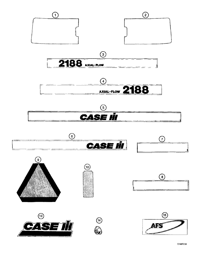 Схема запчастей Case IH 2188 - (9H-36) - 144396A1 DECALS, COMBINE (12) - CHASSIS