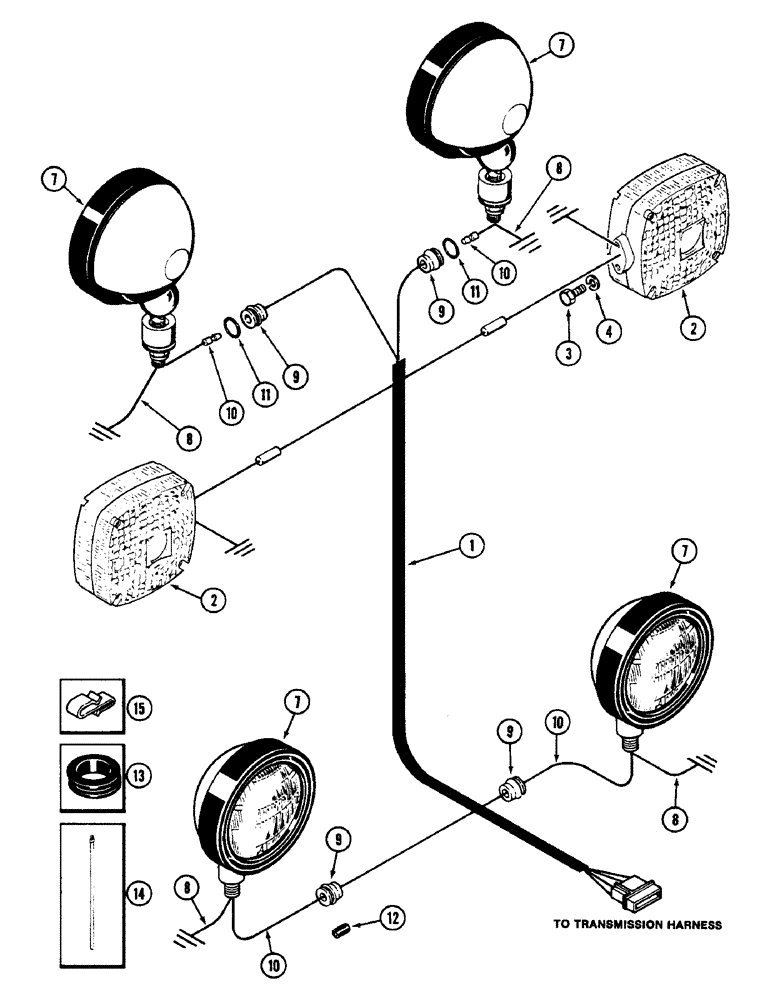Схема запчастей Case IH 2090 - (4-146) - CAB MOUNTED LIGHTS AND WIRING, CAB SERIAL NUMBER 12008153 AND AFTER (04) - ELECTRICAL SYSTEMS